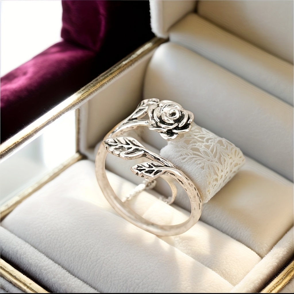 Bohemian Adjustable Rose Ring Golden Plated Copper Floral